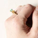 Anello vintage in oro 18K con smeraldo (0.50ct ca.), anni '70