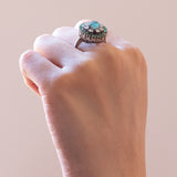 Vintage 14K white gold ring with emeralds (1.48ctw approx.) And diamonds (0.40ctw approx.), 60s / 70s