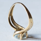 Anello vintage in oro 18K con acquamarina, anni ‘50/‘60