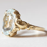 Anello vintage in oro 14K con acquamarina (4ct ca.), anni ‘60