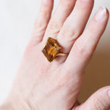 Anello vintage da cocktail in oro 18K con quarzo citrino (15ct ca.), anni ‘60