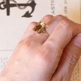 Anello vintage da cocktail in oro 18K con quarzo citrino, anni ‘50/‘60