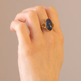 Anello vintage in oro giallo 18K con lapislazzulo, anni '60