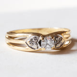 Anello retrò in oro 18K con pietra bianca, anni ‘40