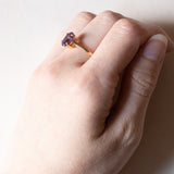 Anello vintage in oro 18K con ametista, anni ‘50/‘60