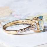 Vintage 18K gold ring with synthetic blue spinel and white stones, 1980s