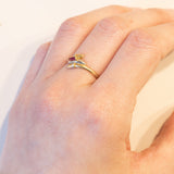 Anello vintage in oro 18K con topazio rosa, anni ‘70