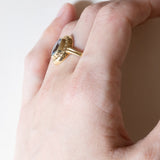Anello vintage in oro 14K con spinello sintetico azzurro, anni ‘60/‘70