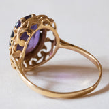 Anello vintage da cocktail in oro 18K con zaffiro viola, anni ‘60/‘70