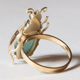 🪲 Anello convertito da copri bottone a insetto in oro 18K e in oro 14K con turchese