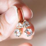 Boucles d'oreilles vintage en or 14 carats avec aigues-marines, années 70/80