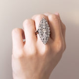 Antique ring in 18K gold and silver with old cut diamonds (6.25ctw approx.), Early 1900s