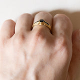 Anello vintage in oro 14K con zaffiri, anni ‘60/‘70