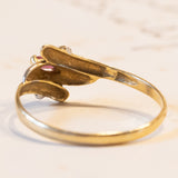 Anello vintage in oro 18K con topazio rosa, anni ‘70