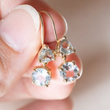 Boucles d'oreilles vintage en or 14 carats avec aigues-marines, années 70/80