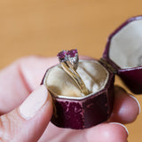 Contrarier ring in 14K gold with rubies (approx.0.25ctw) and diamonds (approx.0.05ctw), 1970s