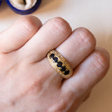 Anello vintage in oro 18K con zaffiri e diamanti, anni ‘50