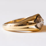 Anello solitario da uomo in oro 18K e argento con diamante di taglio rosetta, anni ‘20/‘30