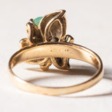 Anello vintage in oro 18K con smeraldo e zirconi bianchi, anni ‘60