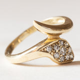Anello a serpente vintage in oro 14K con diamanti (0.12ctw ca.), anni ‘70