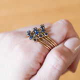 Anello harem vintage in oro 14K con zaffiri (1.20ctw ca.) e pietre bianche, anni ‘50