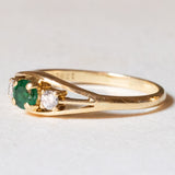 Trilogy vintage in oro 18K con smeraldo e diamanti (0.10ctw ca.), anni ‘70