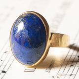 Anello vintage in oro giallo 18K con lapislazzuli, anni ‘70