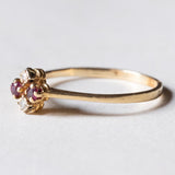 Anello vintage in oro 18K con rubini e diamanti, anni ‘80