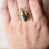 🪲 Anello convertito da copri bottone a insetto in oro 18K e in oro 14K con turchese