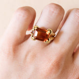 Vintage cocktail ring in 14K gold with citrine quartz, 1960s