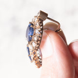 Orecchini vintage in oro 18K con zaffiri (3.80ctw ca.) e diamanti (2.60ctw ca.), anni ‘70