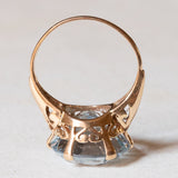 Anello vintage da cocktail in oro 18K con spinello azzurro, anni ‘60/‘70