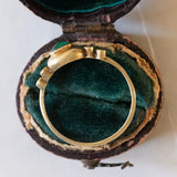Anello vintage in oro 14K con smeraldo cabochon e diamanti, anni ‘60
