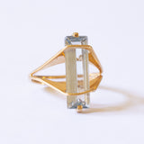 Vintage 18K gold ring with aquamarine, 70s / 80s