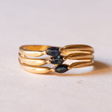 Anello vintage in oro 18K con zaffiri, anni ‘50/‘60
