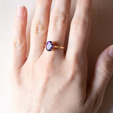 Anello vintage in oro 18K con ametista, anni ‘50/‘60