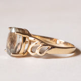 Coppia di anelli vintage in oro 9K con acquamarina (2.50ct ca .) e ametista (2.20ct ca.), anni ‘70/‘80