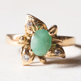 Anello vintage in oro 18K con smeraldo e zirconi bianchi, anni ‘60