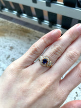 Bague vintage en or 14 carats avec saphirs et diamants, 1950