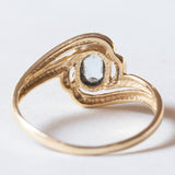 Anello vintage in oro 18K con topazio azzurro, anni ‘50/‘60