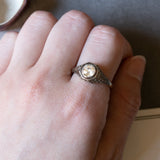 Art Deco solitaire in 18K gold and silver with approx. 1ct diamond, 1920s