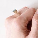 Anello vintage in oro 14K con tormalina azzurra e diamanti, anni ‘80