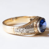 Anello vintage in oro 9K con zaffiro sintetico, anni ‘60/‘70
