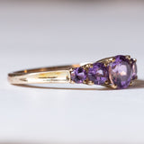 Anello vintage in oro 8K con ametiste, anni ‘70/‘80