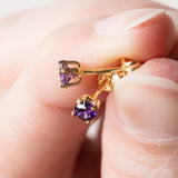 Orecchini vintage in oro 18K con paste di vetro viola, anni ‘70