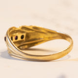 Anello vintage in oro 18K con rubini, anni ‘60/‘70