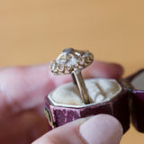 Bague marguerite ancienne en or 18 carats et argent avec diamants, début des années 1900