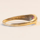 Anello vintage gypsy in oro 18K con rubino, anni ‘50/‘60