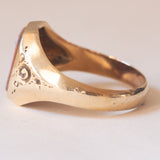 Anello vintage da sigillo in oro 14K con agata, anni ‘50/‘60