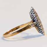 Anello a navette vintage in oro 18K con diamanti (0.20ctw ca.), anni ‘50/‘60